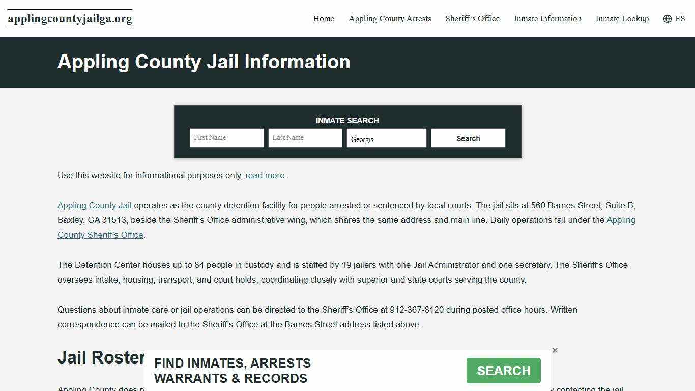 Appling County, GA Jail Roster, Inmate Info
