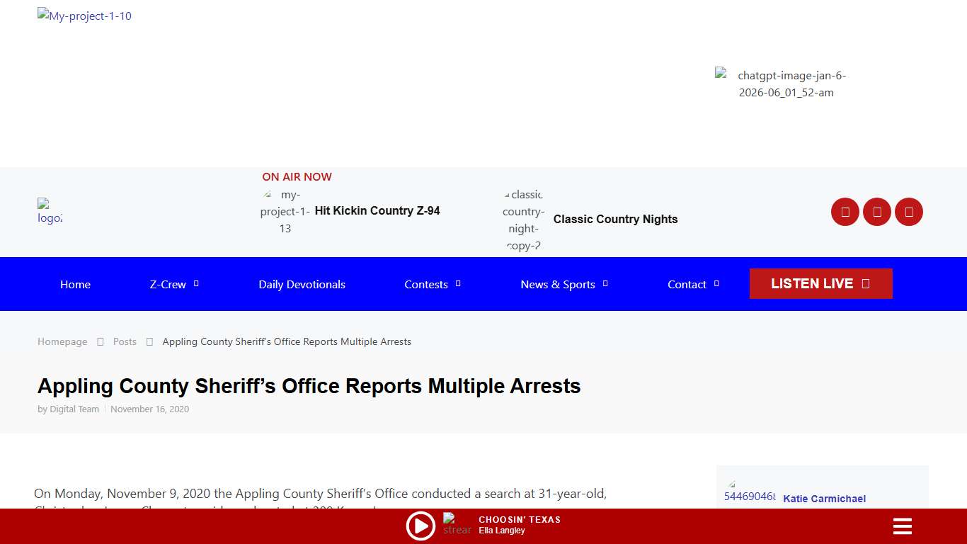 Appling County Sheriff's Office Reports Multiple Arrests Z-94 South Georgia's #1 For Hit Kickin' Country