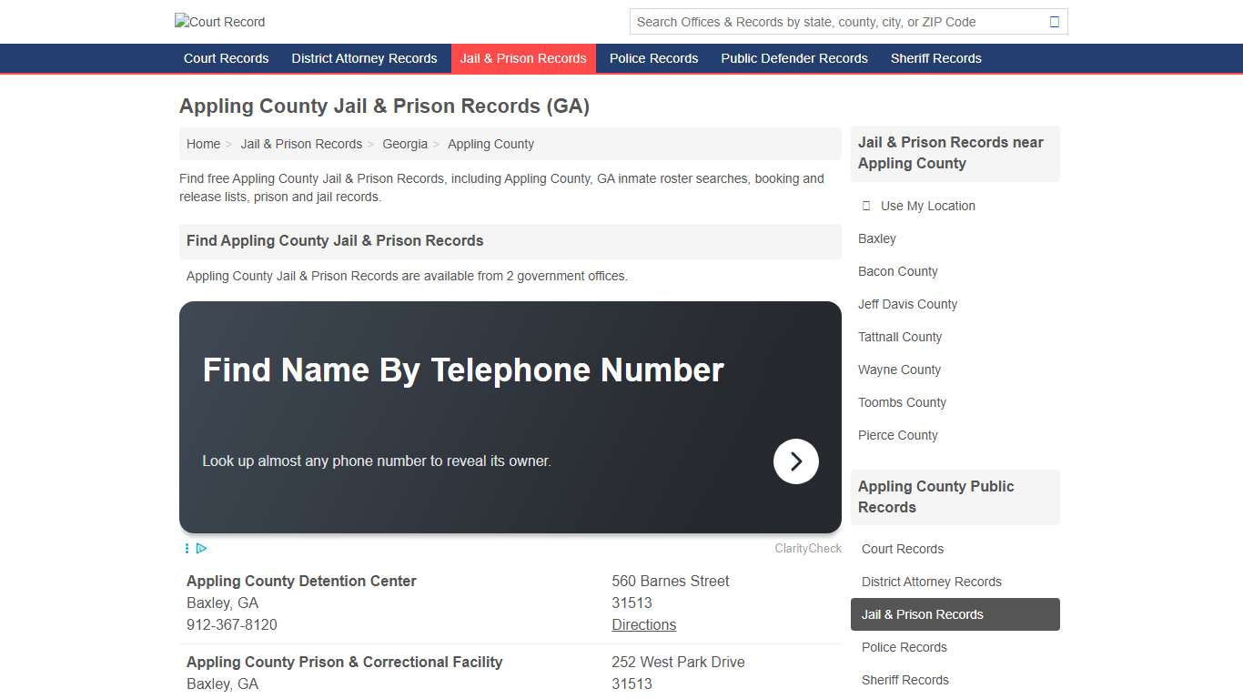 Appling County Jail & Prison Records for Free (Appling County, GA)